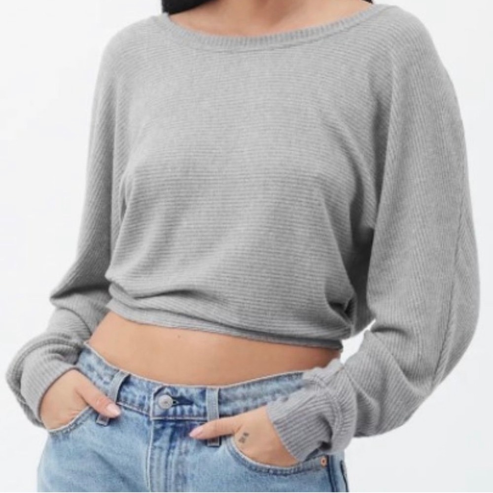 Joah Brown Slouchy Dolman‎ top gray OS long sleeve athleisure loungewear casual
